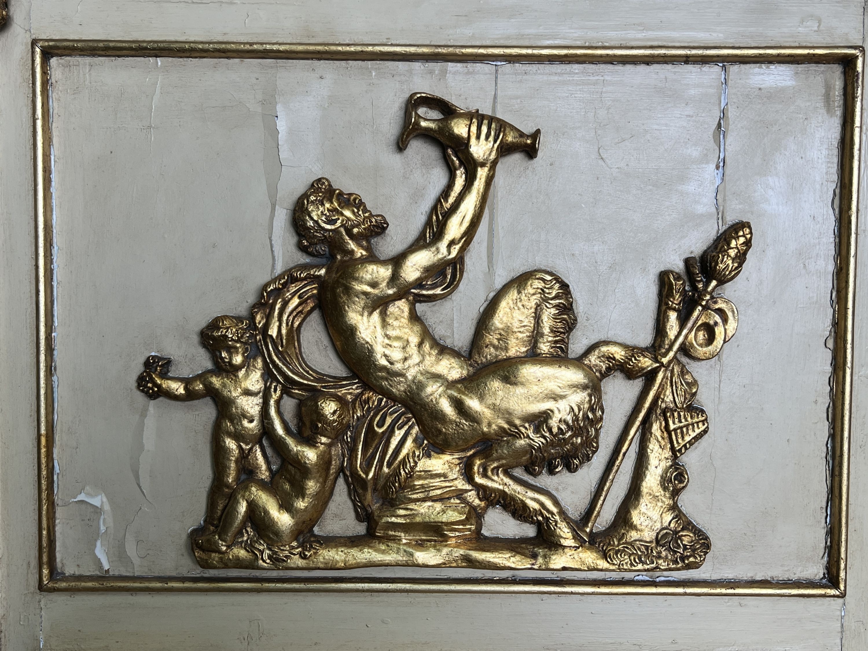 A 19th century Continental painted giltwood and gesso pier glass, width 116cm, height 173cm